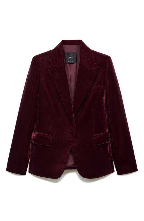 Mango Structured Velvet Blazer In Dark Red