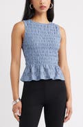 Open Edit Smocked Lace Peplum Top
