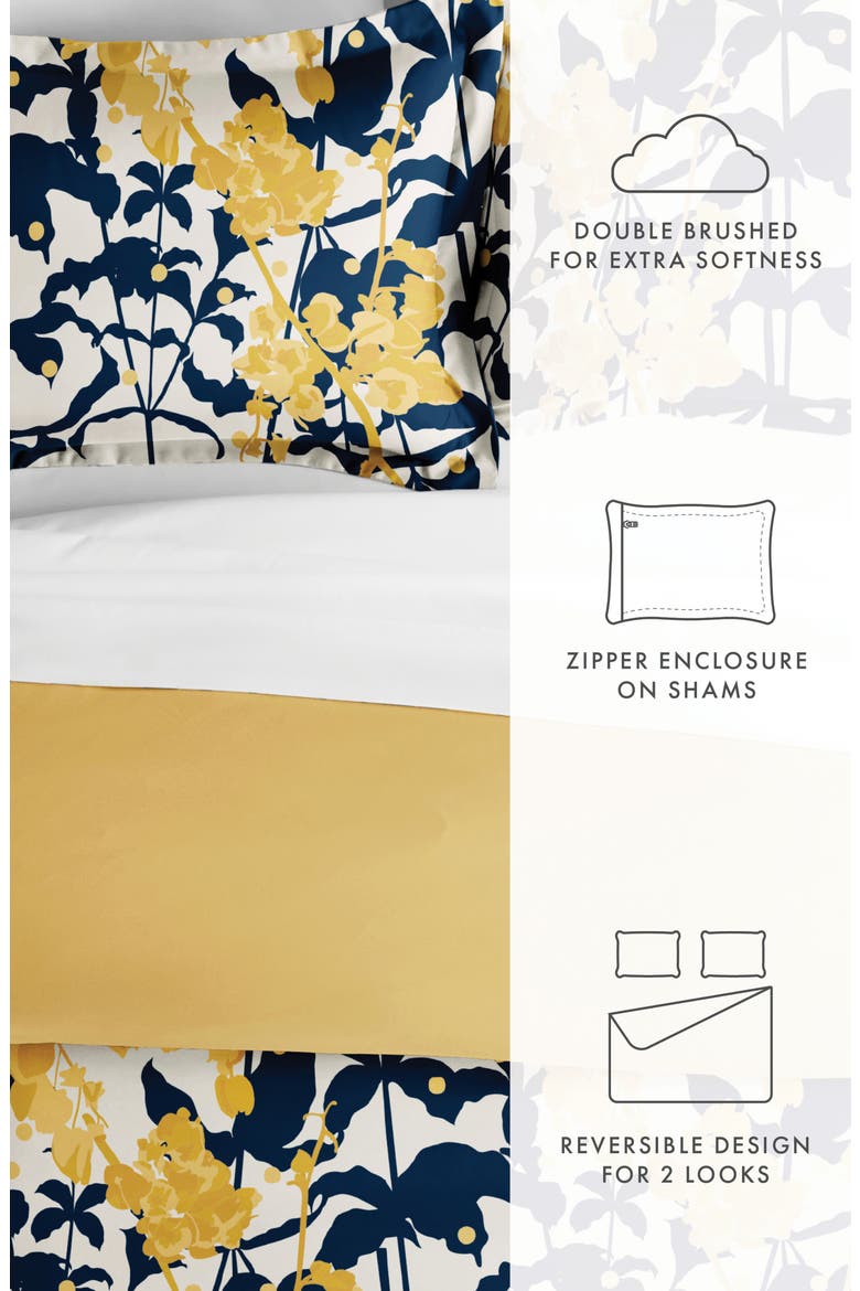Premium Ultra Soft Boho Flower 3-Piece Reversible Duvet Cover Set, Alternate, color, YELLOW