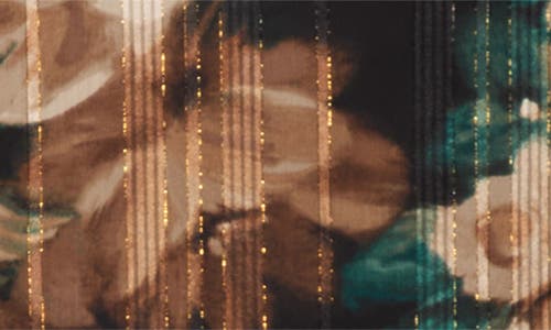 Kasper Metallic Floral Ruffle Sleeve Top In Multi