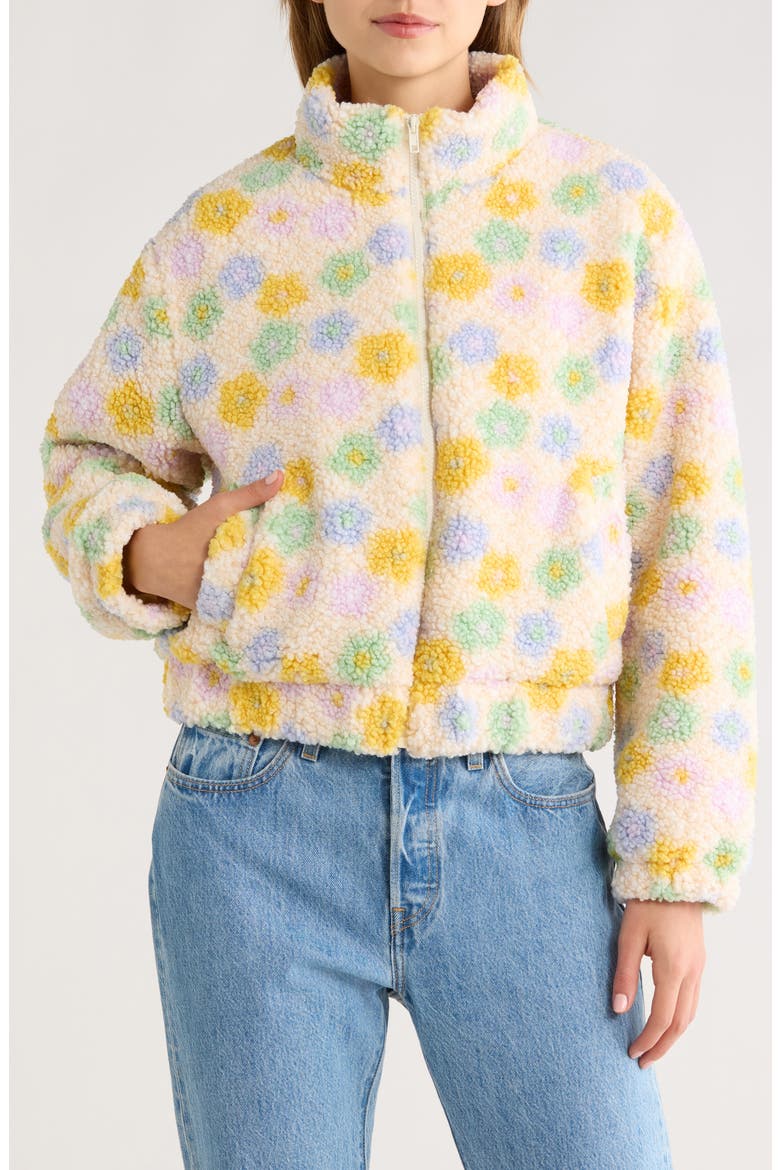Floral High Pile Fleece Jacket, Alternate, color, MULTI FLOWER