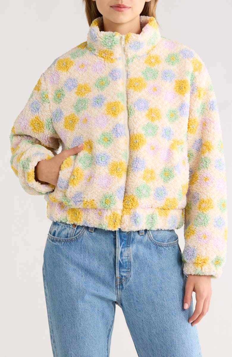 All in Favor Floral High Pile Fleece Jacket, Alternate, color, Multi Flower