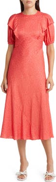 Ted Baker London Mayyia Ruffle Tie Back Puff Sleeve A-Line Dress