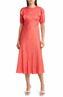 Ted Baker London Mayyia Ruffle Tie Back Puff Sleeve A-Line Dress