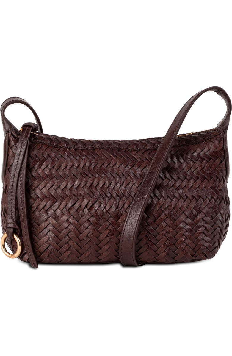 Sam Edelman Kasey Woven Leather Crossbody Bag, Main, color, Dark Brown