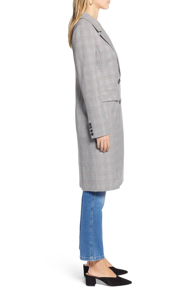Structured Plaid Coat, Alternate, color, BLACK- RED PLAID
