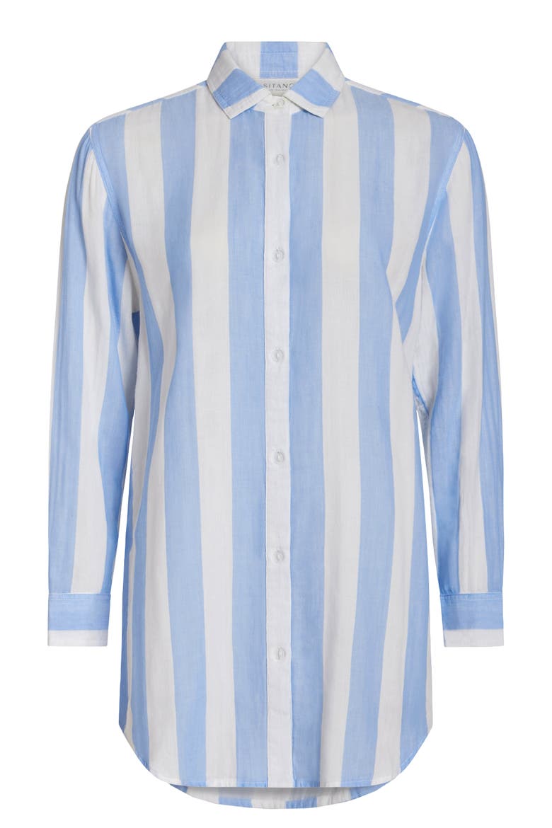 Positano Shirt Dress Cover-up, Alternate, color, Blue and White Cabana Stripes