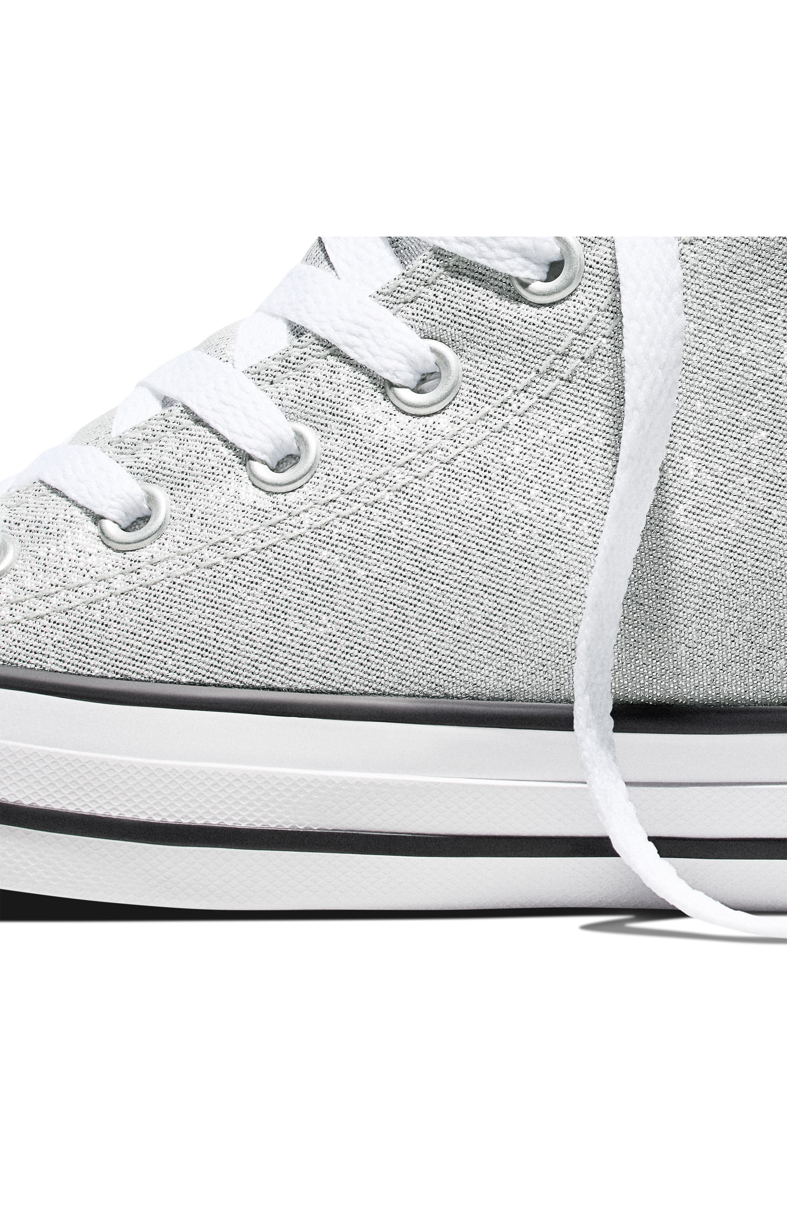 Converse Kids' Chuck Taylor<sup>®</sup> All Star<sup>®</sup> Shine High Top Sneaker, Alternate, color, Light Grey/ White/ Black