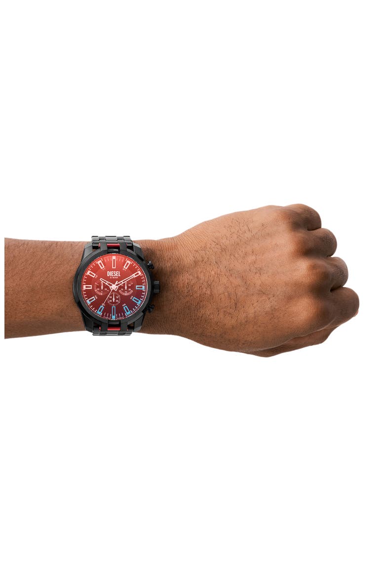 Split Chronograph Bracelet Watch, 51mm, Alternate, color, BLACK