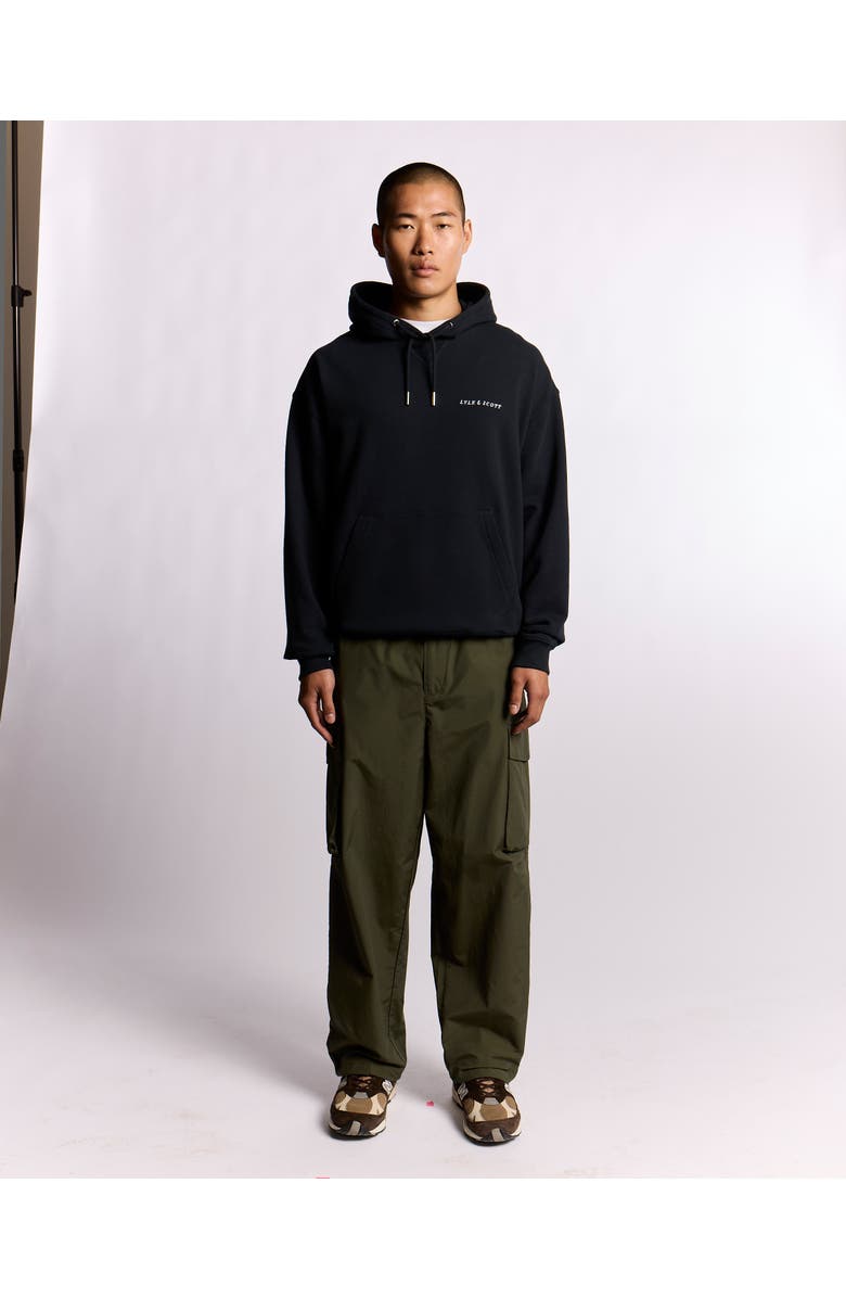 Lyle & Scott Script Brushback Pullover Hoodie, Alternate, color, Dark Navy