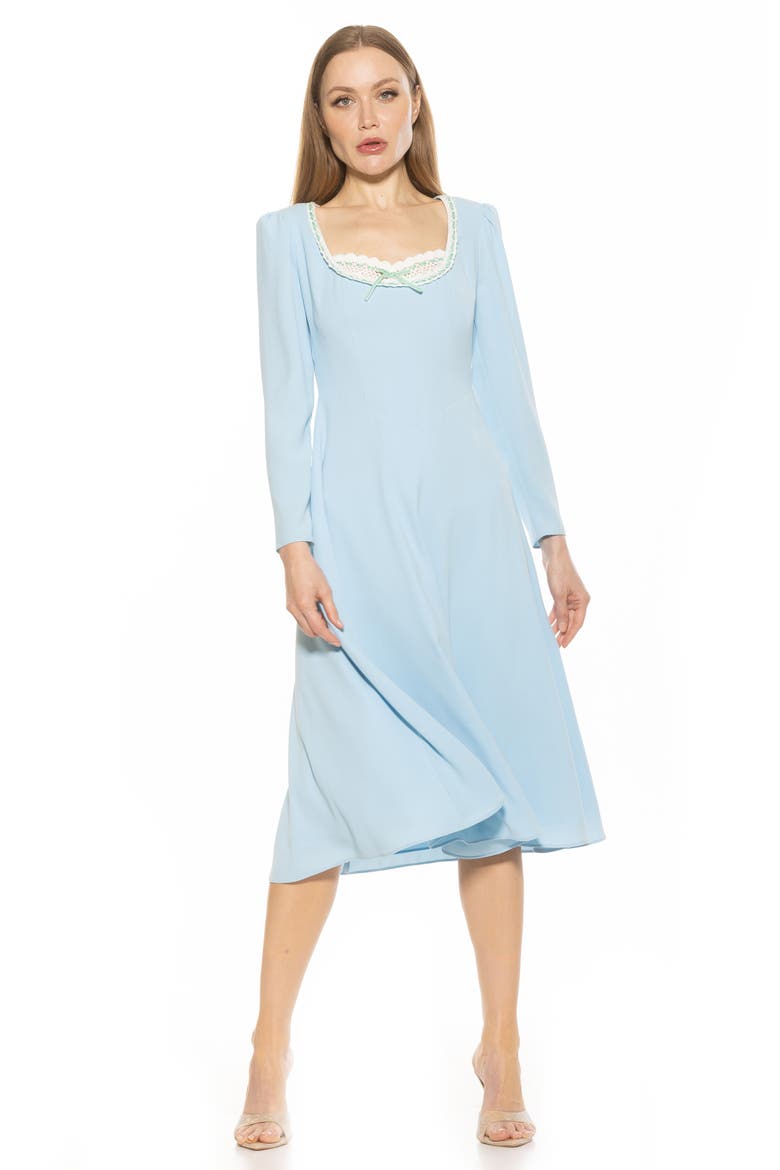 Zenaida Long Sleeve Fit & Flare Dress, Alternate, color, HALOGEN BLUE