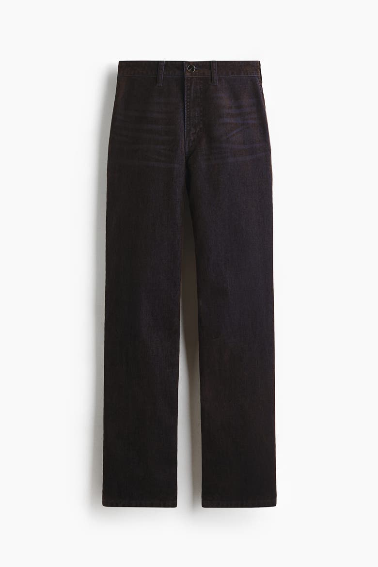 Flocked Straight High Jeans, Main, color, Dark brown