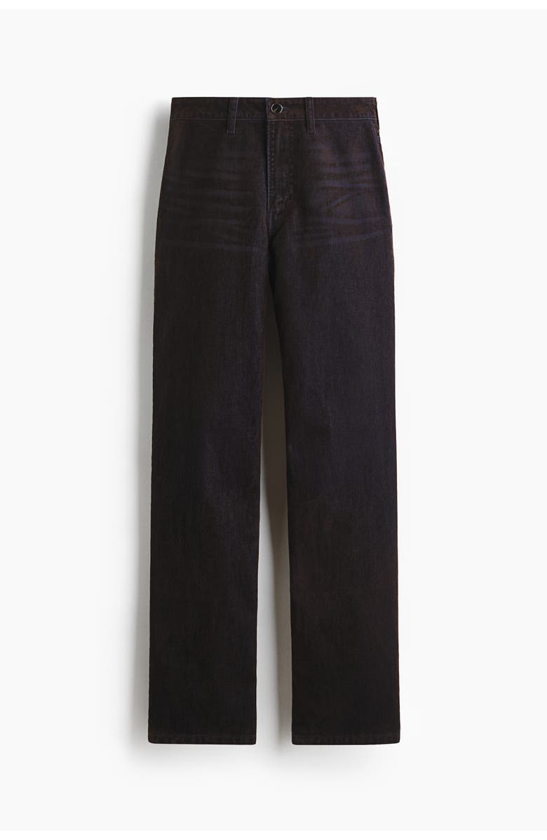 H&M Flocked Straight High Jeans, Main, color, Dark Brown