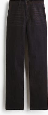 H&M Flocked Straight High Jeans