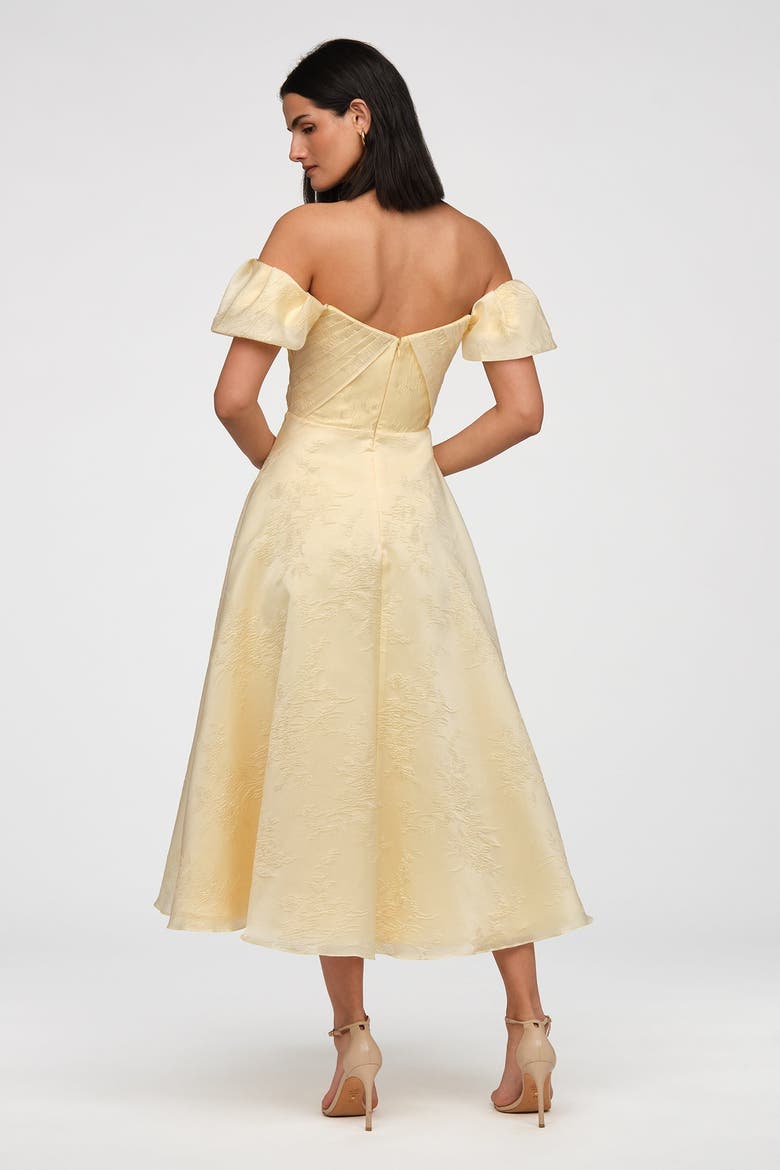 Mel Off Shoulder Dress, Alternate, color, Moon Butter Yellow