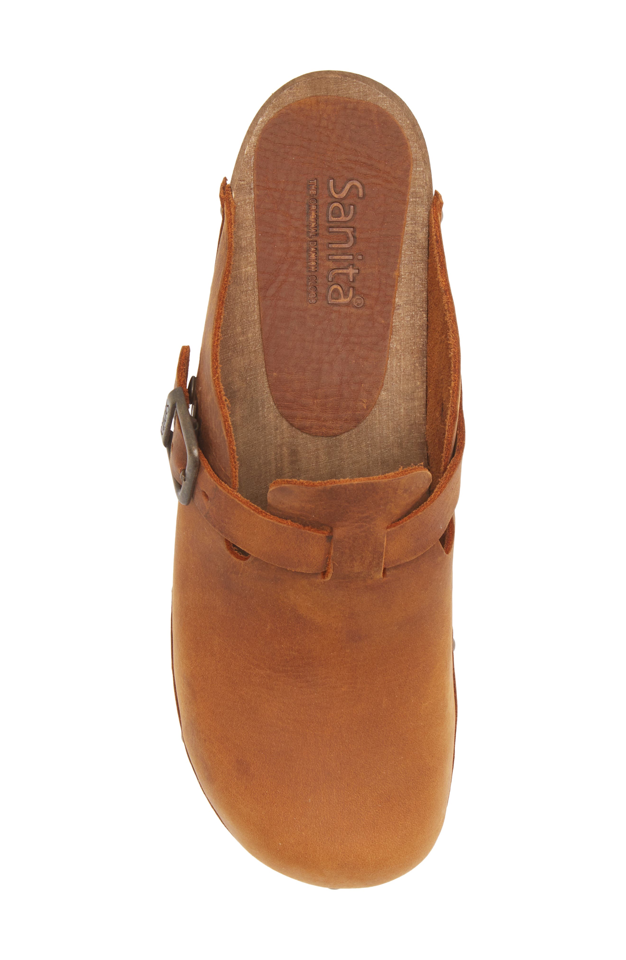Kristel Stud Leather Clog, Alternate, color, CHESTNUT