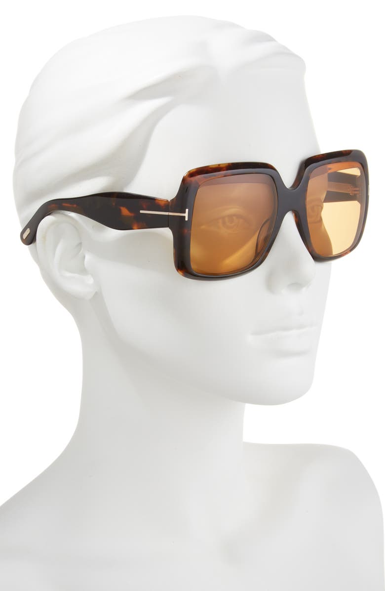 TOM FORD 55mm Square Sunglasses, Alternate, color, Dark Havana/ Brown
