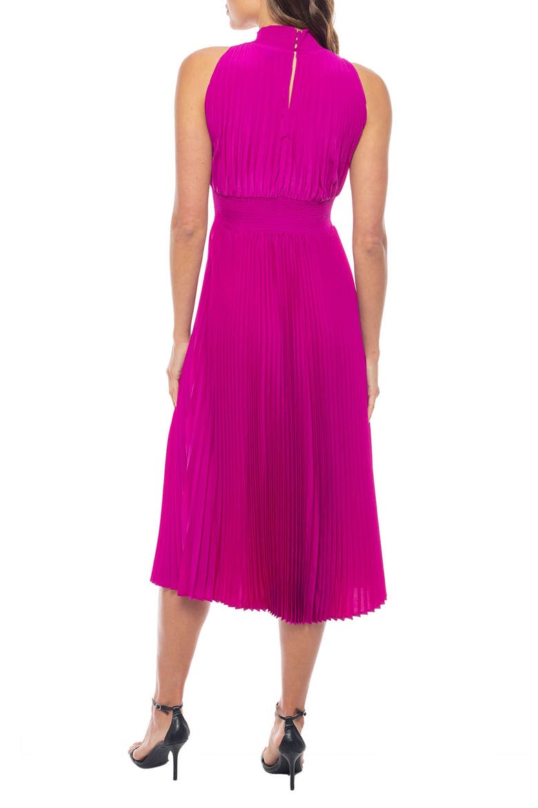 Pleated Midi Dress, Alternate, color, FUCHSIA