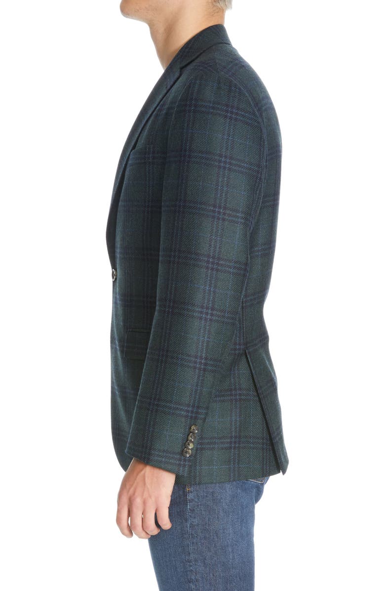 Jack Victor Midland Plaid Wool & Silk Sport Coat, Alternate, color,