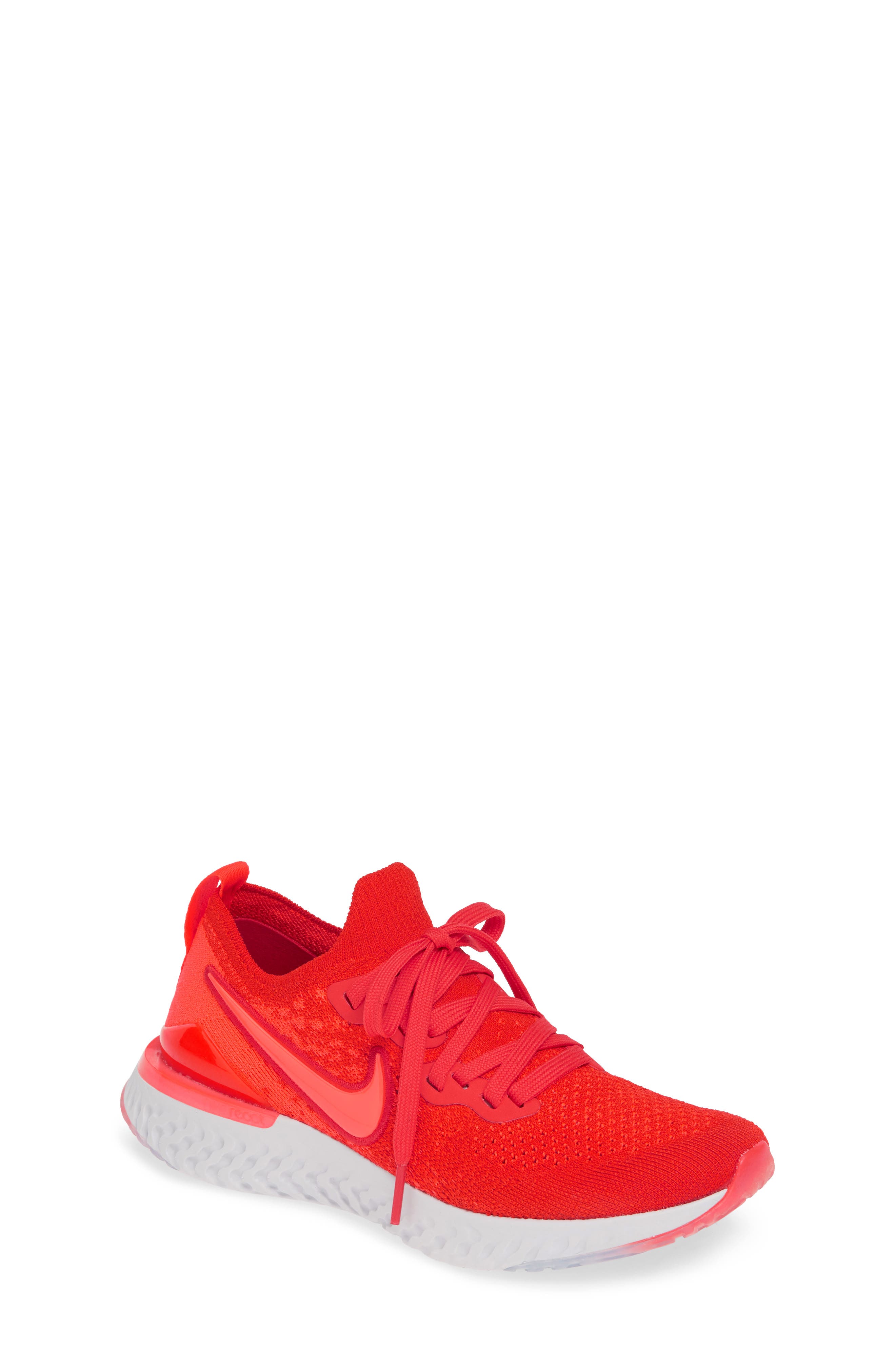 Epic React Flyknit 2 Running Shoe, Main, color, CHILE RED/ CRIMSON-GREY