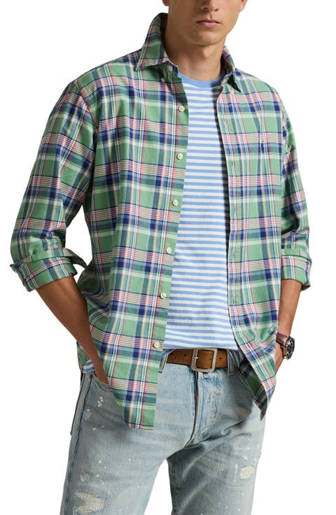 Classic Fit Plaid Cotton Button-Down Oxford Shirt