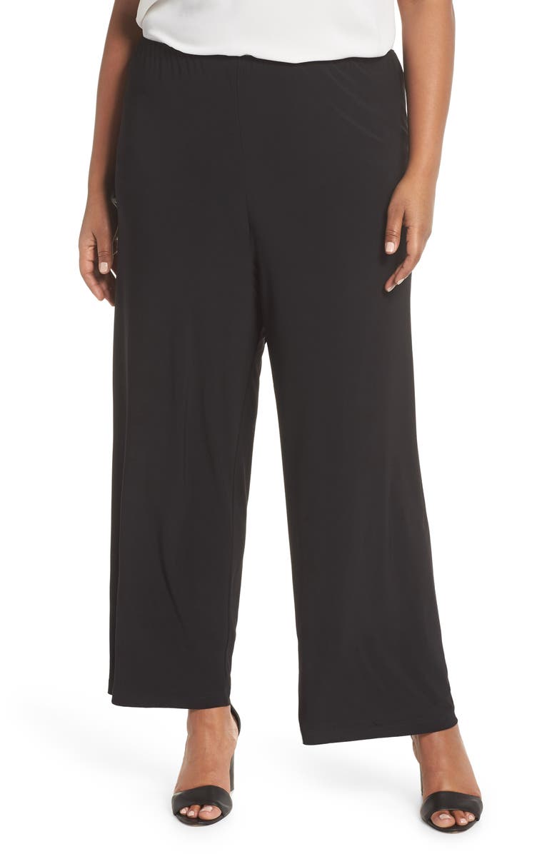 Alex Evenings Matte Jersey Straight Leg Pants, Main, color, Black