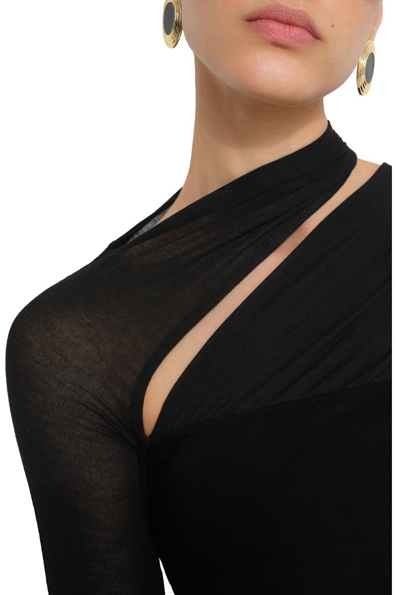 Zola Long Sleeve Cutout Top, Alternate, color, BLACK