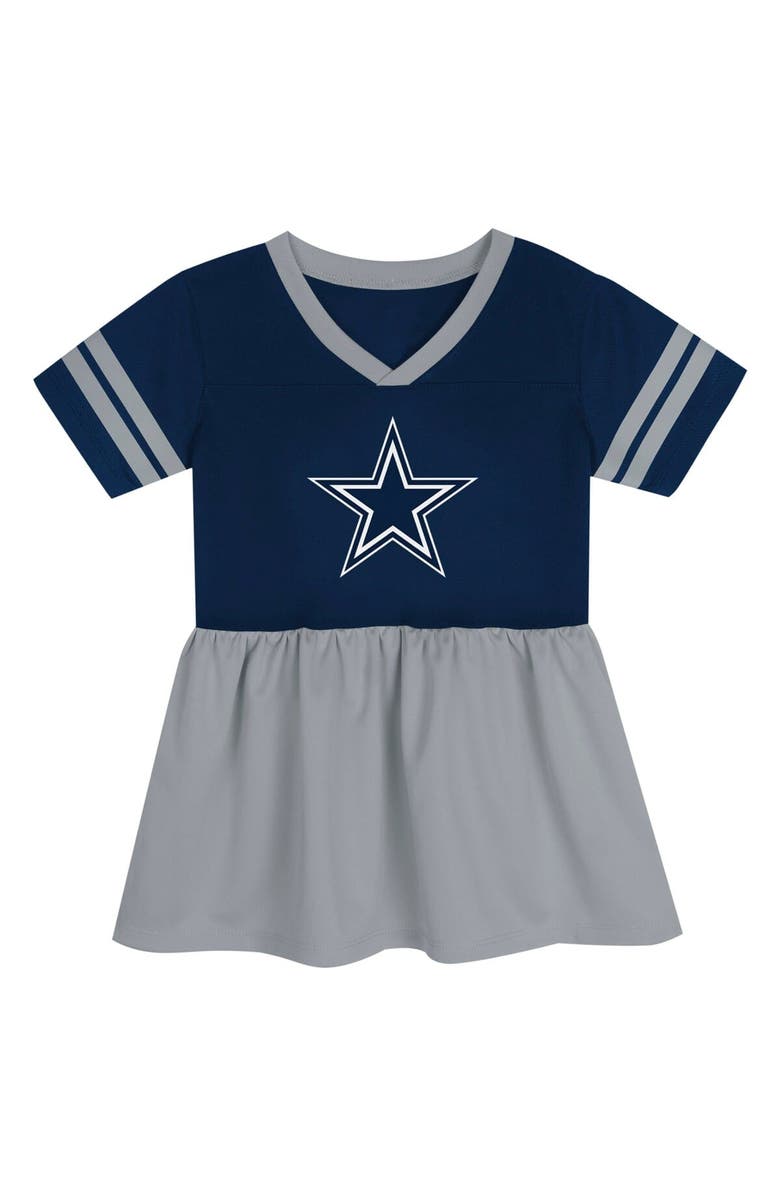 Outerstuff Girls Preschool Navy Dallas Cowboys Stadium Lights Fashion Jersey Dress, Alternate, color, Navy