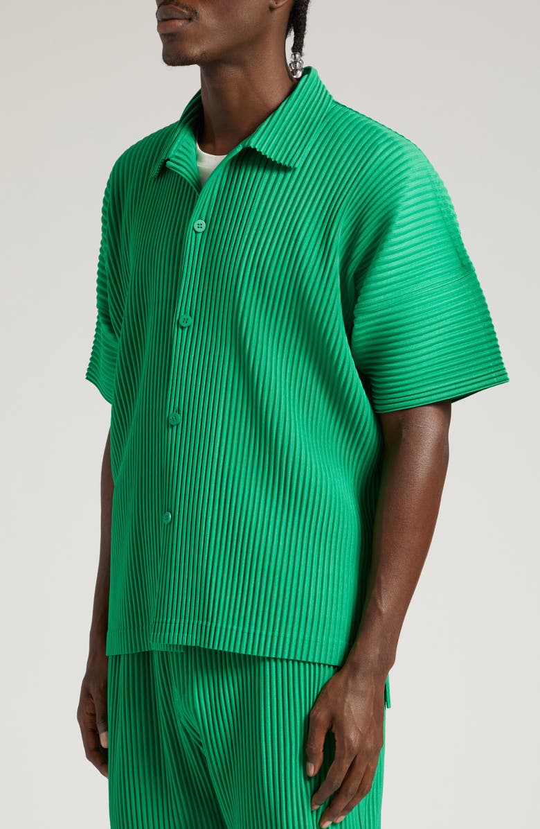 Homme Plissé Issey Miyake Monthly Colors July Pleated Short Sleeve Button-Up Shirt, Alternate, color, 