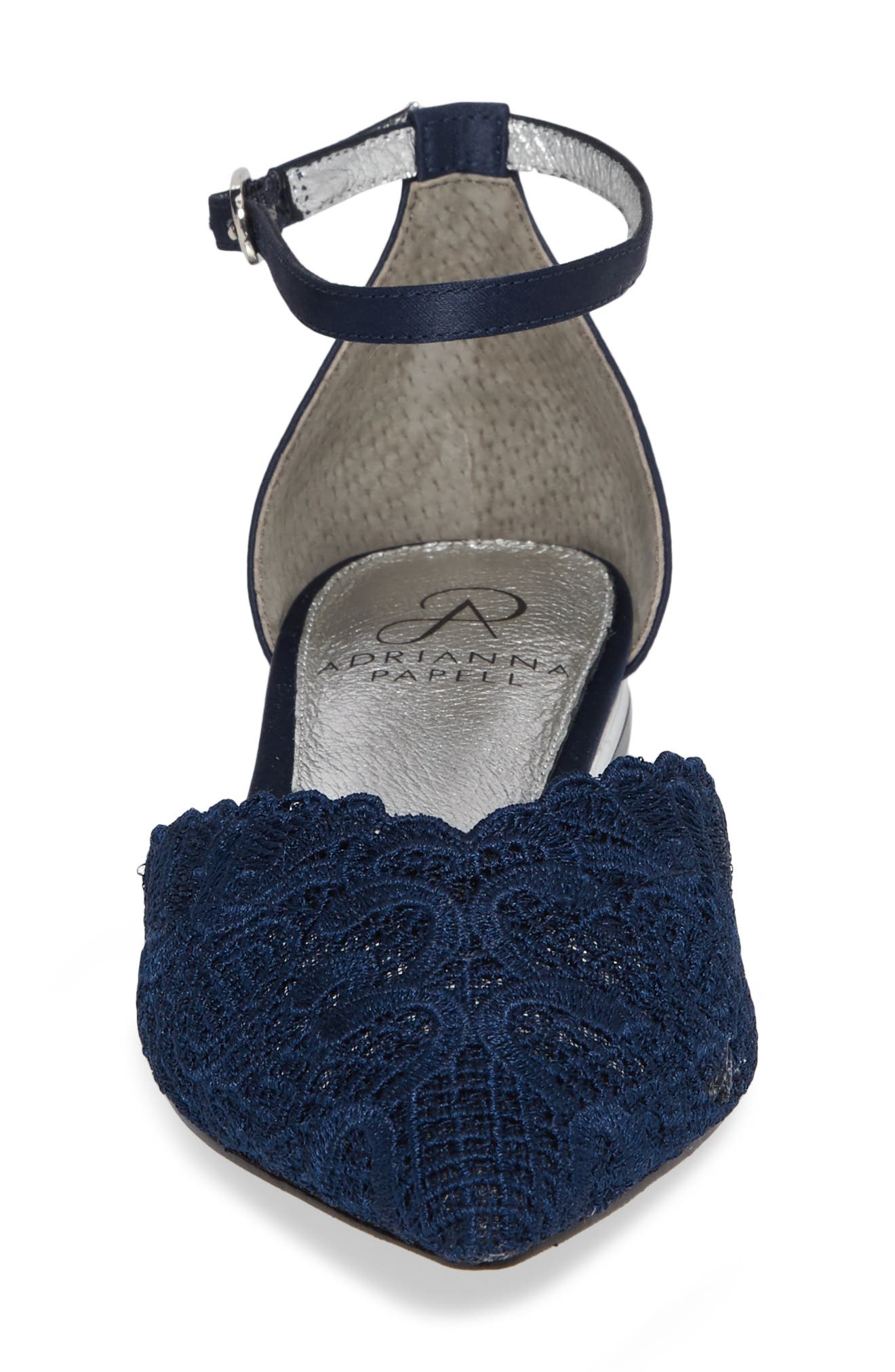 Trala Ankle Strap Flat, Alternate, color, NAVY FABRIC