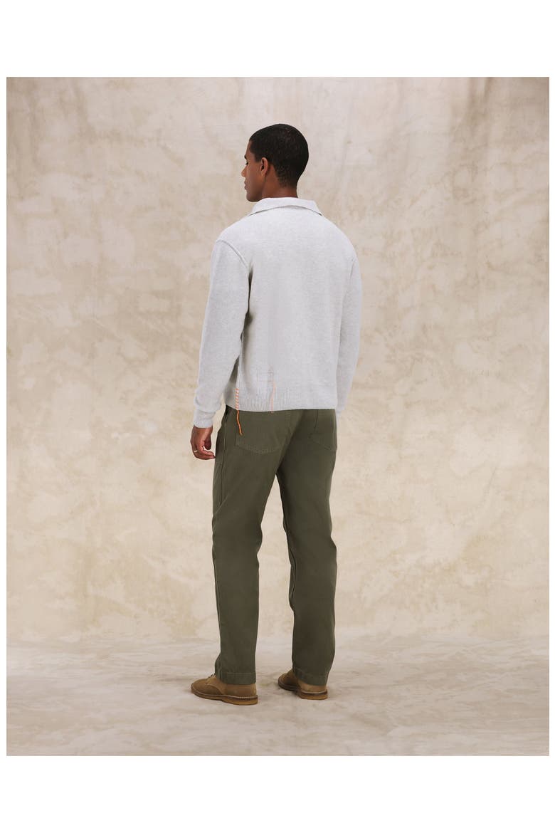 Yale Wool Sweater with Collar and Zip, Alternate, color, Melange Grey
