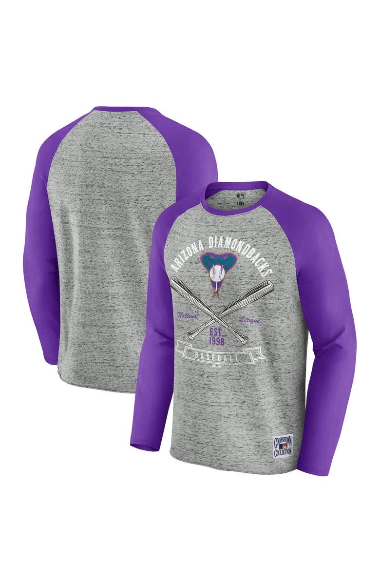 Darius Rucker Collection by Fanatics Men's Darius Rucker Collection by Fanatics Heather Gray Arizona Diamondbacks Raw Edge Raglan Long Sleeve Baseball T-Shirt, Alternate, color, Heather Gray