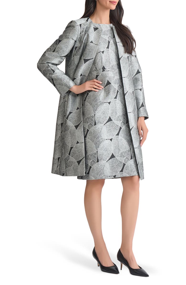 KASPER Leaf Print Topper, Alternate, color, Black Multi