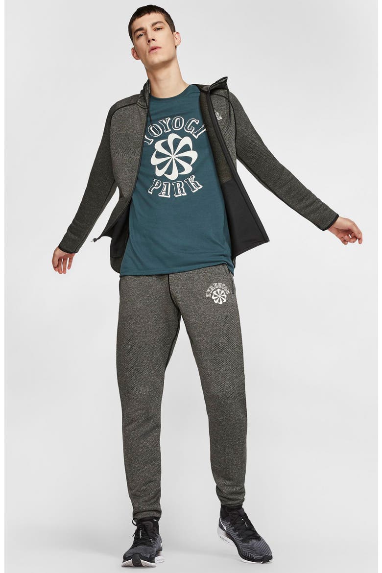 x Gyakusou Knit Running Pants, Alternate, color, BLACK HEATHER/ SAIL