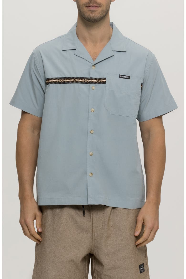 Elements Jacquard Tape Cotton Camp Shirt, Main, color, SAGE