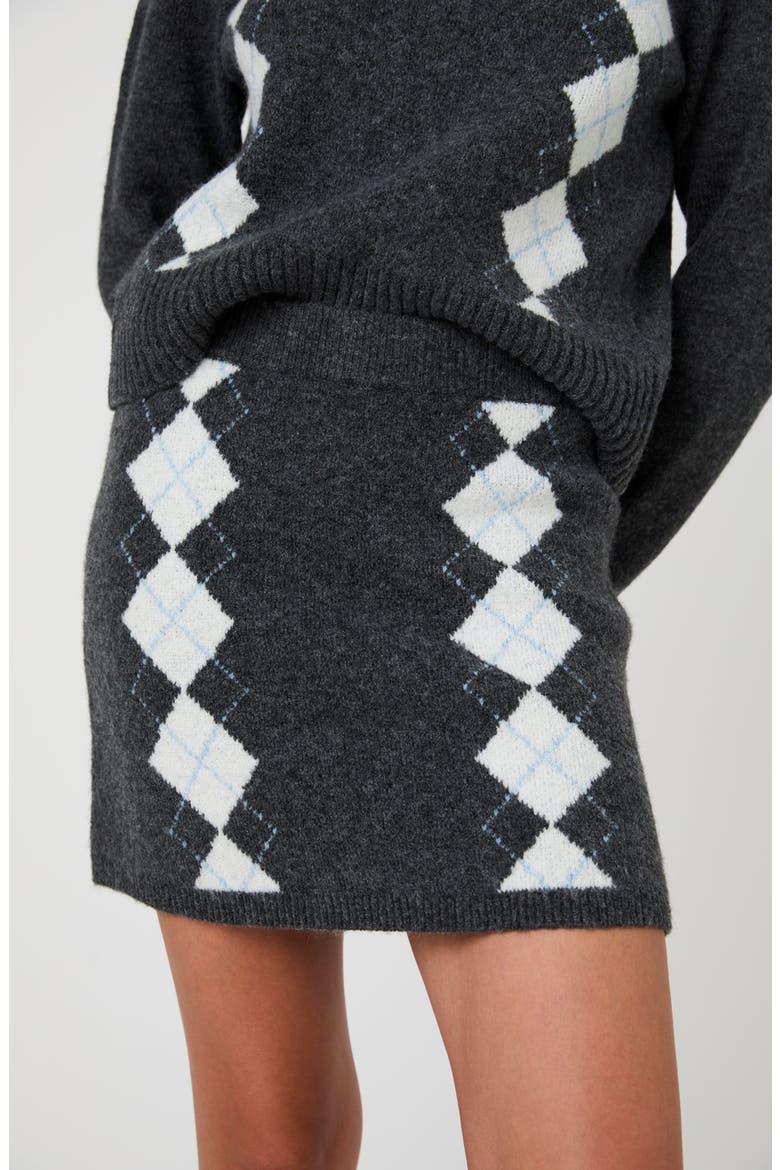 Argyle Miniskirt, Alternate, color, GREY/WHITE