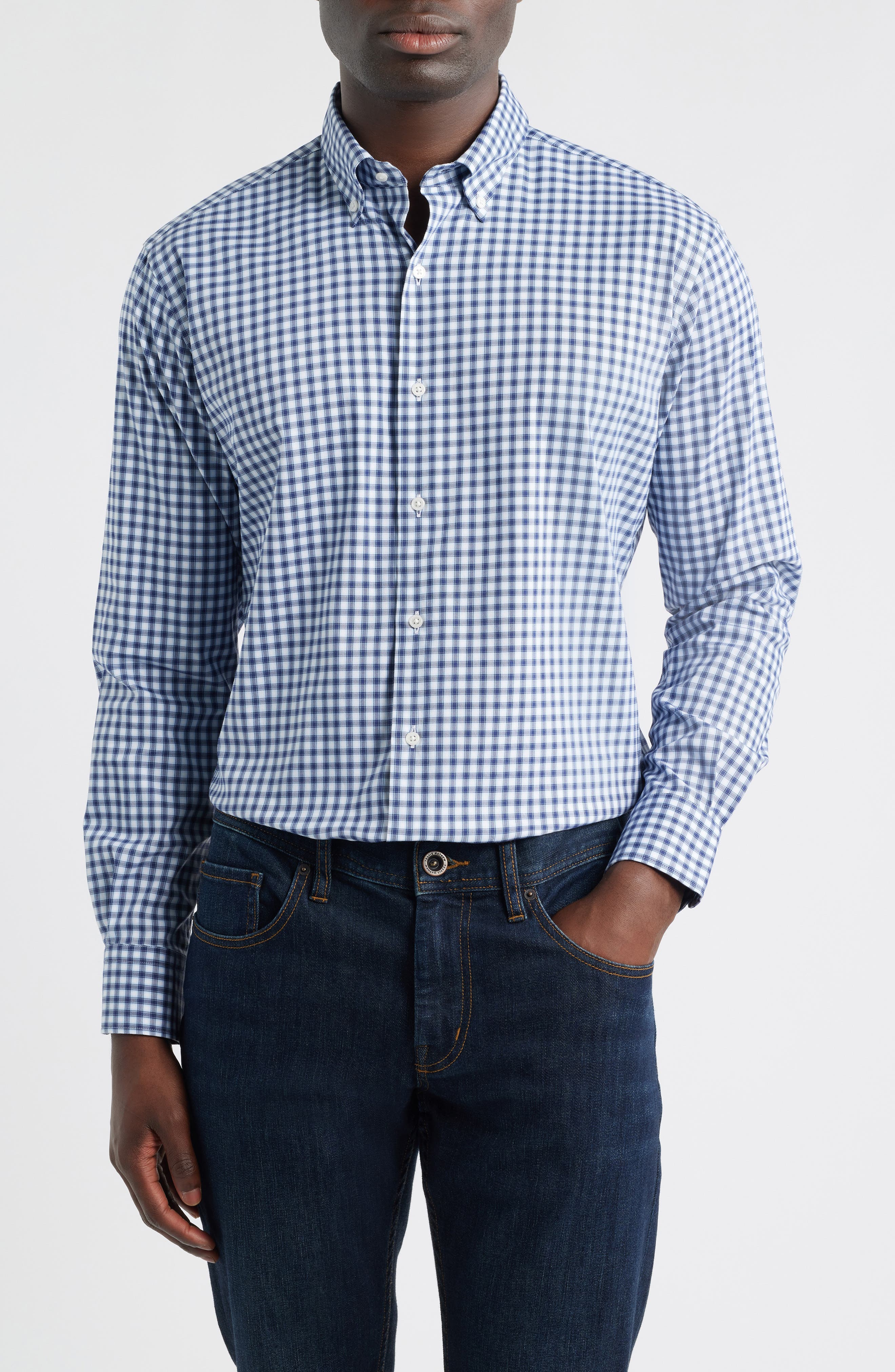 Felix Crown Lite Gingham Check Performance Twill Button-Down Shirt