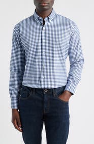 Peter Millar Felix Crown Lite Gingham Check Performance Twill Button-Down Shirt