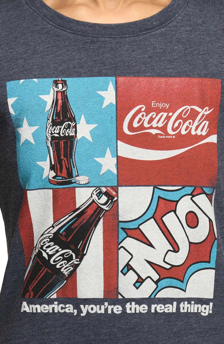 Lucky Brand Coca-Cola Americana Grid Baby Tee, Alternate, color, Total Eclipse