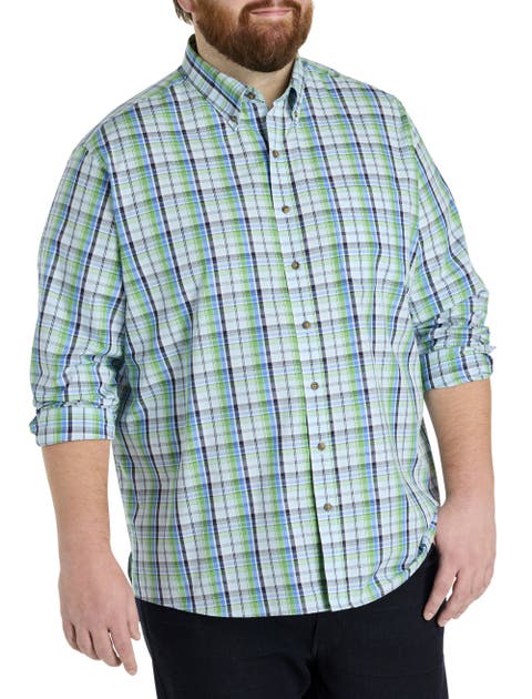 Big & Tall Easy-Care Large Plaid Sport Shirt