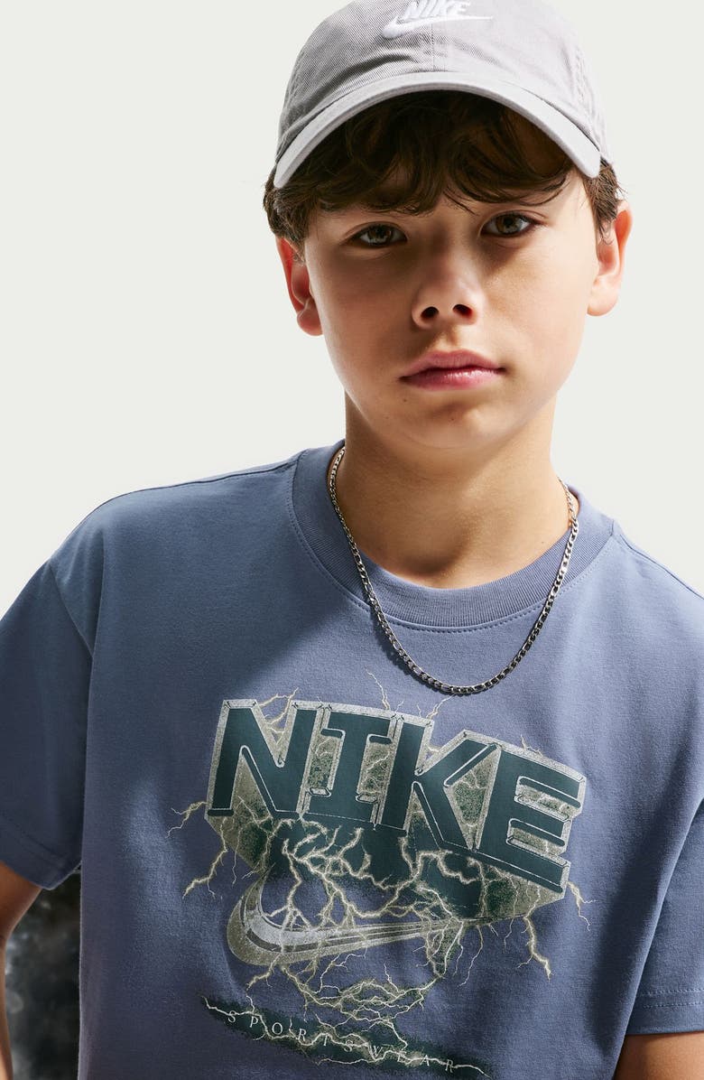 Nike Kids' M90 Cotton Graphic T-Shirt, Alternate, color, World Indigo