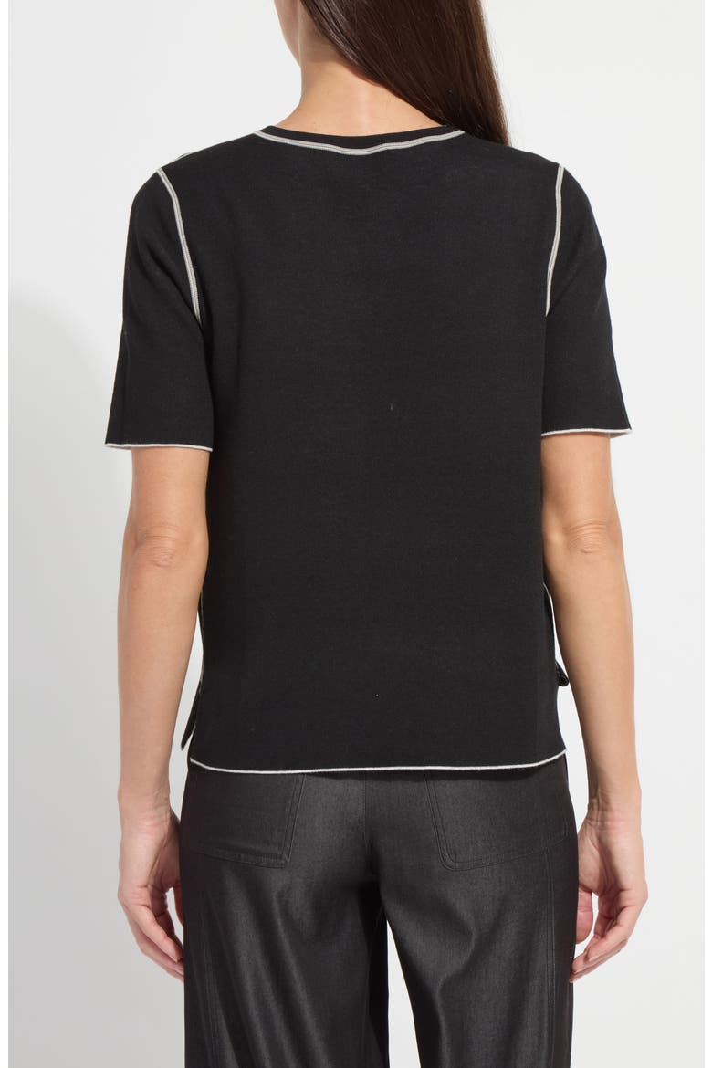 Odessa Reversible Short Sleeve Sweater, Alternate, color, BLACK/ PEARL GREY MELANGE