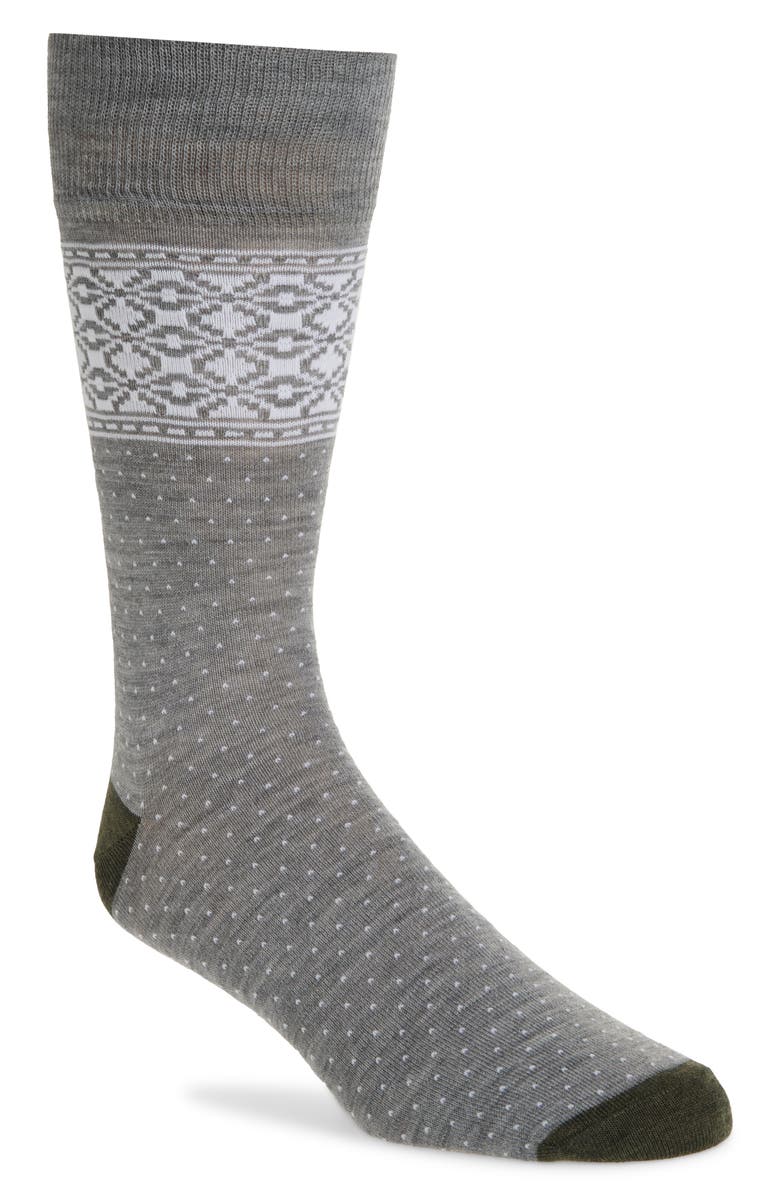 Nordstrom Fair Isle Wool Blend Socks, Main, color, Heather Grey