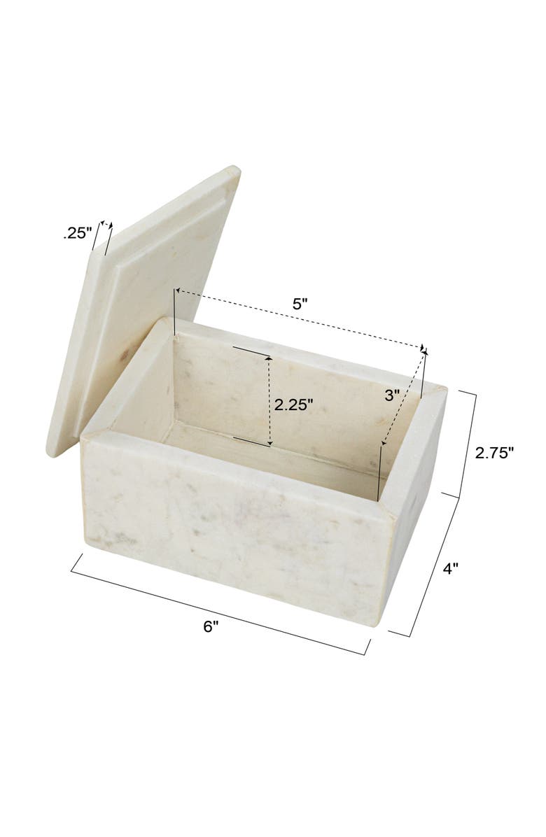 Storied Home Marble Box Storage Container with Lid, White, Alternate, color,