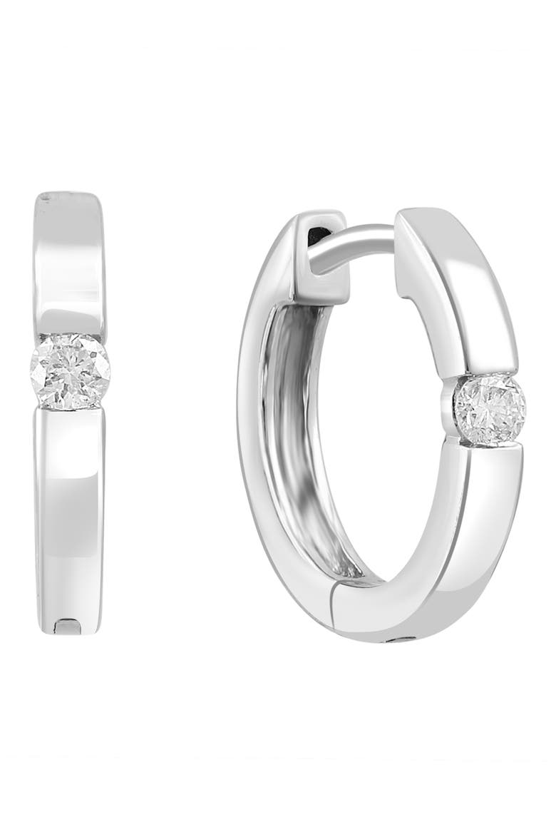 Sterling Silver & Diamond Hoop Earrings - 0.09ct, Main, color, SILVER