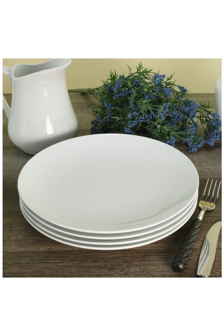Set of 4 Coupe Dinner Plates, Alternate, color, WHITE