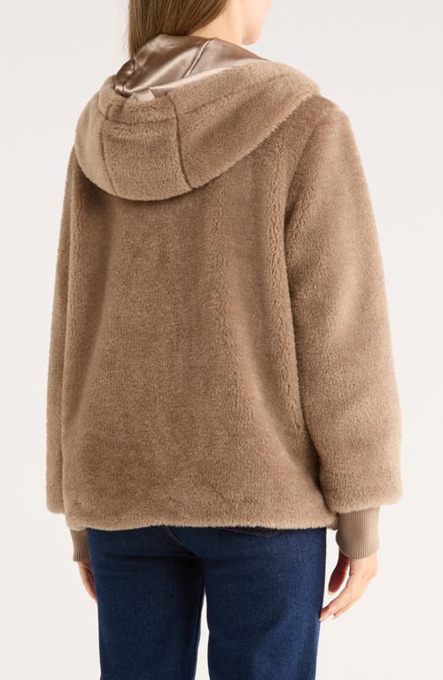 Bernardo Faux Shearling Zip Hoodie In Brown