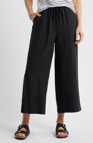 Caslon® Wide Leg Crop Linen Pants
