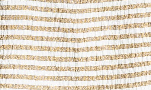 Max Studio Stripe Crinkle Drop Shoulder Top In Neutral