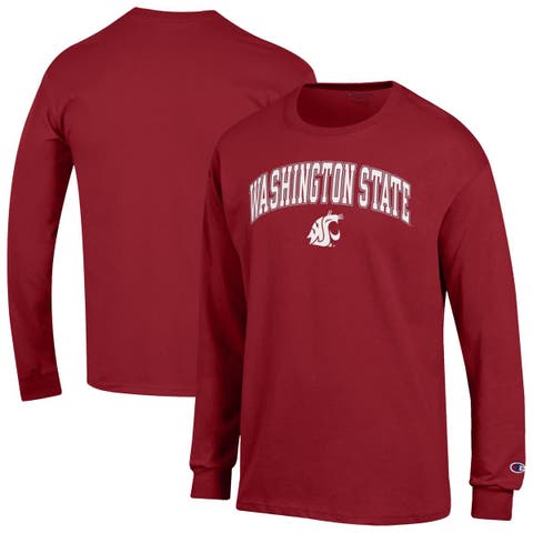 Men's Champion  Crimson Washington State Cougars Arch Over Logo Long Sleeve T-Shirt